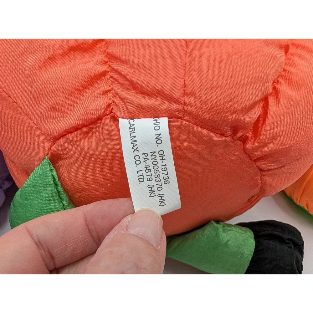 Toy Box Creations Halloween Plush Puffy Nylon Witch Cat Pumpkin Lot of 3